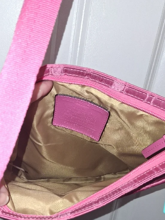 Coach Pink Signature Crossbody with Turquoise Tag - Picture 4 of 5
